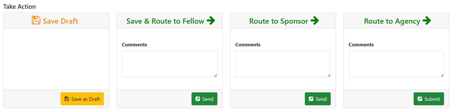 Take Action section for BOs